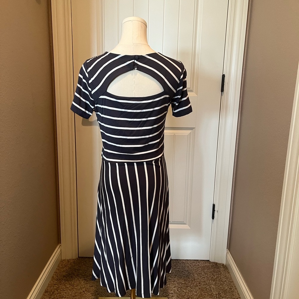 LOFT Navy and White Midi Dress - Picture 3 of 5